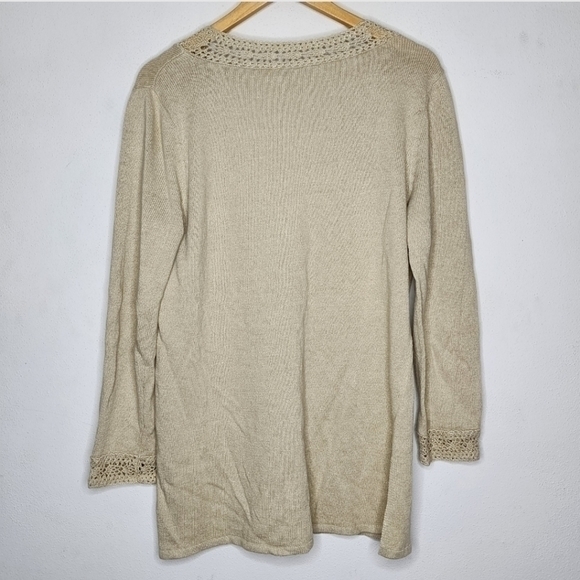 J. Jill Medium M Linen Blend Women's V-Neck Knit Long Sleeve‎ Pullover Sweater - Picture 2 of 3